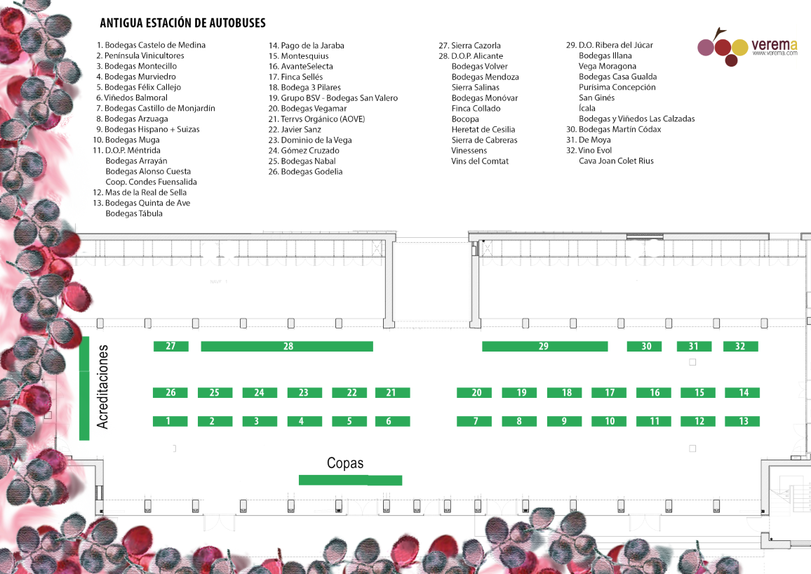 Plano de expositores de Experiencia Verema Alicante 2018