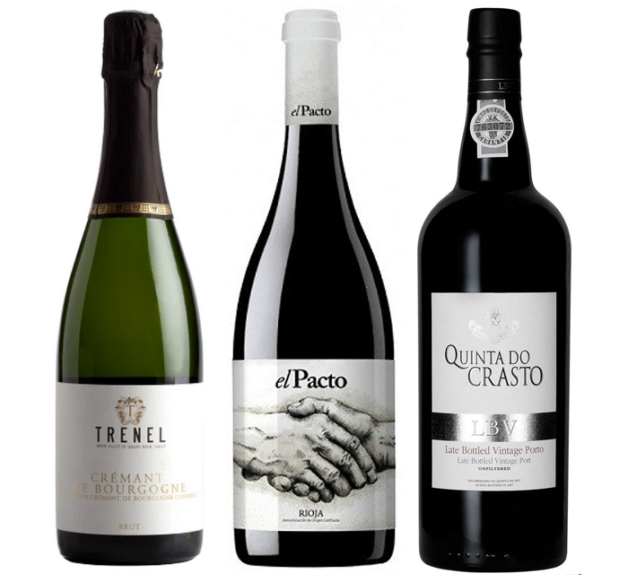 Lote Noviembre III Botellas de Trenel Brut Cremant, El Pacto 2015 y Quinta do Crasto
