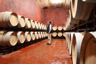 Carlos Roldan en la sala de barricas