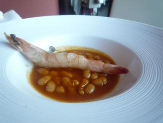 Alubias y gamba