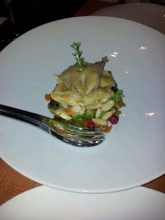 Ensalada de Perdiz, Pochas y Membrillo.