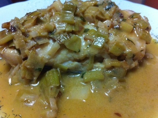 Receta de merluza en salsa de mostaza.