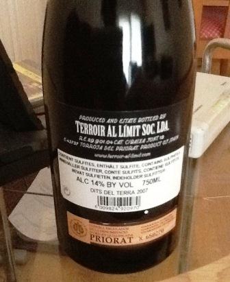 Vino Dits del Terra 2007: Gran vino del Priorat que busca incansable el mar