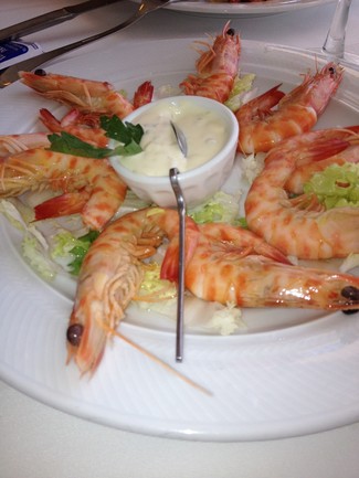 Langostinos hervidos