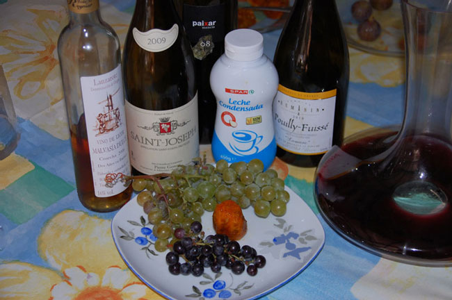 Cata de vino popular: malvasía, chumbos y listán, shiraz, chardonnay y mencía, libros y apuntes.