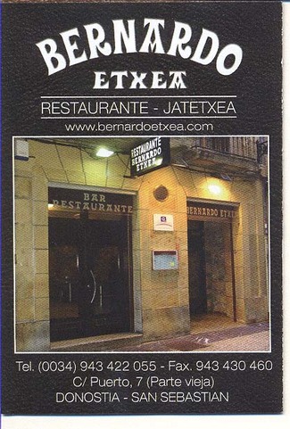 Restaurante Bernardo Etxea en San Sebastián