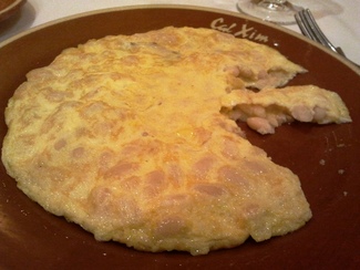 tortilla de judías con butifarra blanca