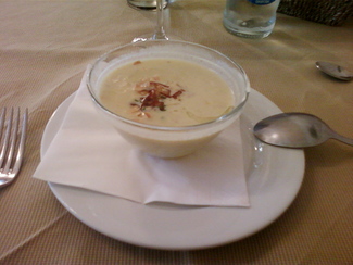 La crema de verduras de entrante