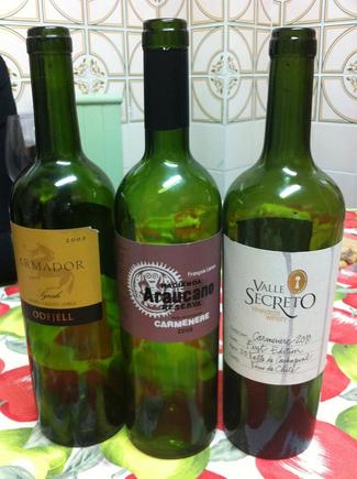 Tres vinos de Chile