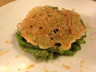 Judías, gambas y foie gras