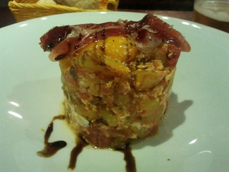 Huevos estrellados con jamón