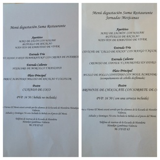 Menús del Restaurante Suma