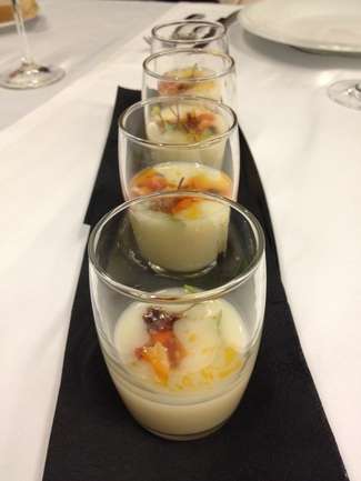 Crema de patata, pulpo y pimientón