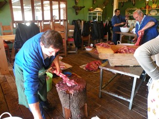 Matanza de cerdo ibérico en la dehesa extremeña
