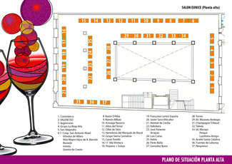 Plano de disposición de las bodegas en la Experiencia Verema Madrid 2013