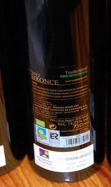 Tenerife Bronce Listan/Syrah 2012, de nuevo y hacia lo inmejorable