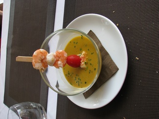 Gazpacho con langostinos