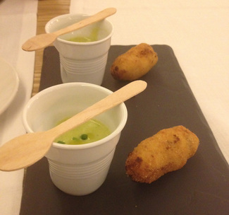 Crema de verduras y croqueta de boletus