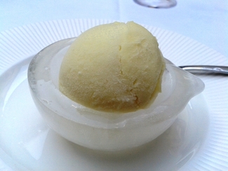 Helado servido en Caparazón de Hielo.