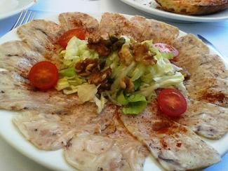 Carpaccio de Pies de Cerdo del Restaurant Fussimanya de Tavernoles