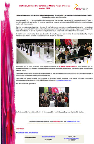 Enofusión, la Gran Cita del Vino en Madrid Fusión 2014