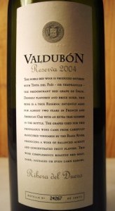 Valdubón reserva 2004