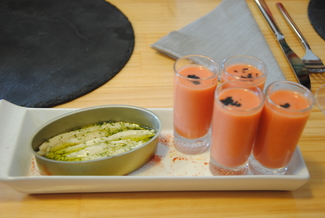 Aperitivo de la casa: Bocartes y Gazpacho