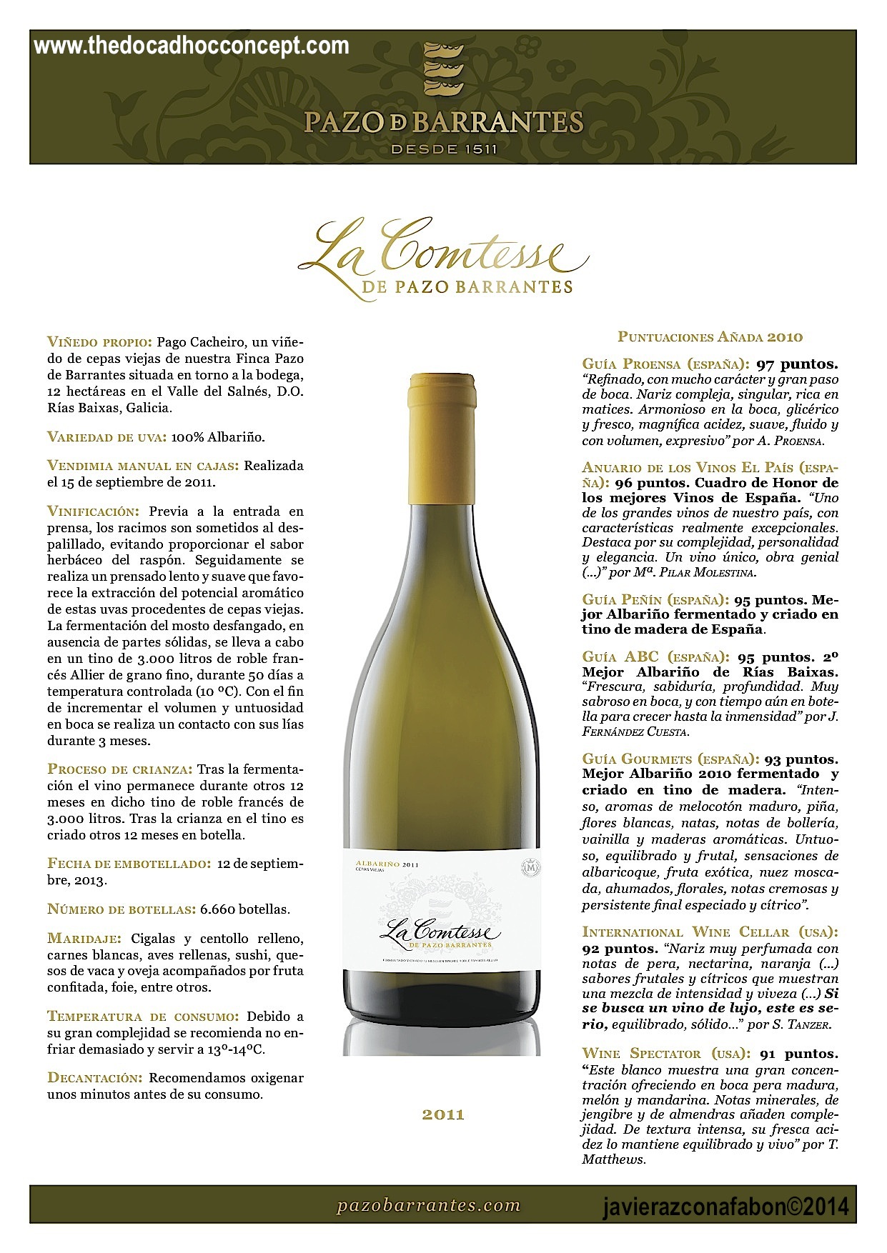 Pazo Barrantes, Vinos blancos gallegos en estado cítrico