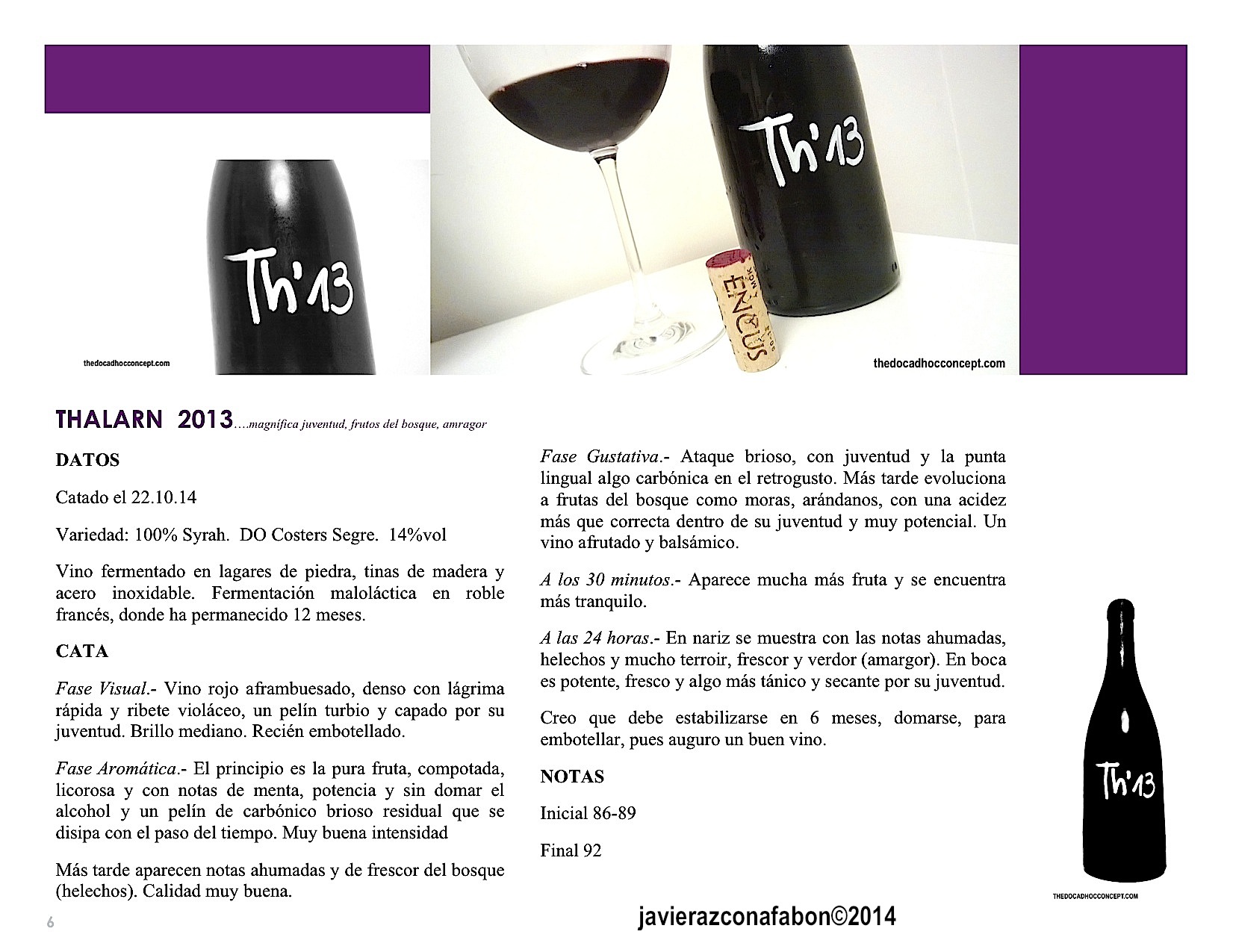 Thalarn 2013. Ferrer Bobet y Encus, la zona y DO Costers del Segre, sin frío y sin tapujos. 