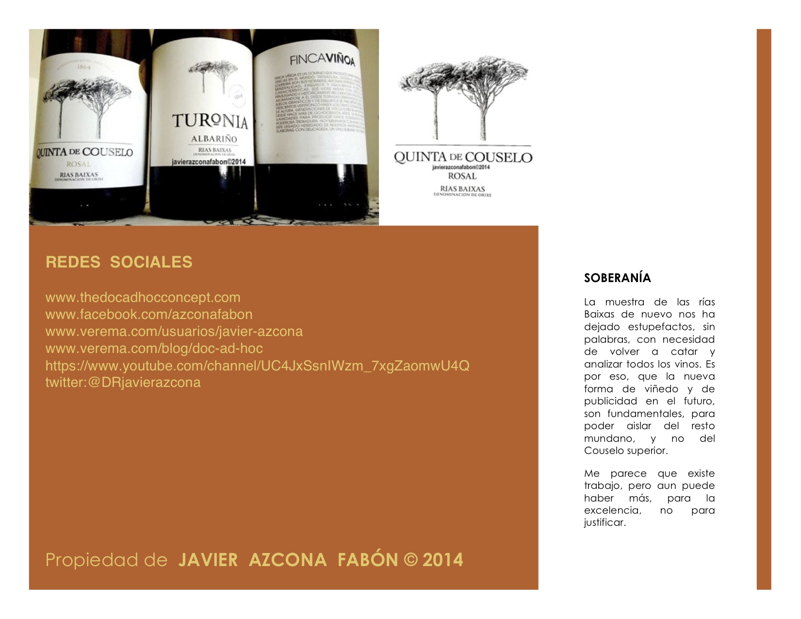 Quinta Couselo y Finca Viñoa. Rias Baixas y Ribeiro de la antigüedad; un trabajo familiar.