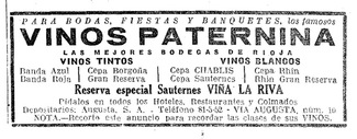 Para bodas, fiestas y banquetes: Los famosos VINOS PATERNINA