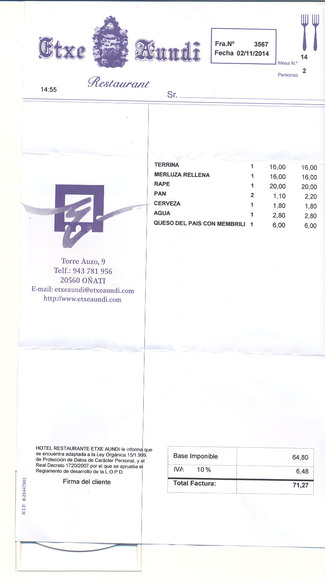 Restaurante Etxe Aundi en Oñati