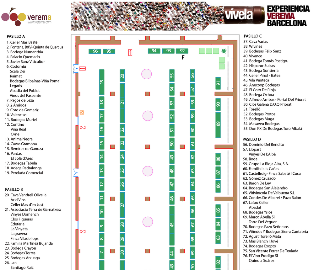 Plano de los expositores asistentes a la Experiencia Verema Barcelona 2014
