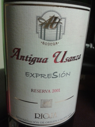 Antigua Usanza Expresión. Reserva 2001
