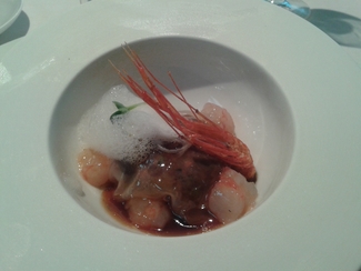 Ravioli de rabo de buey con gamba de Palamós 