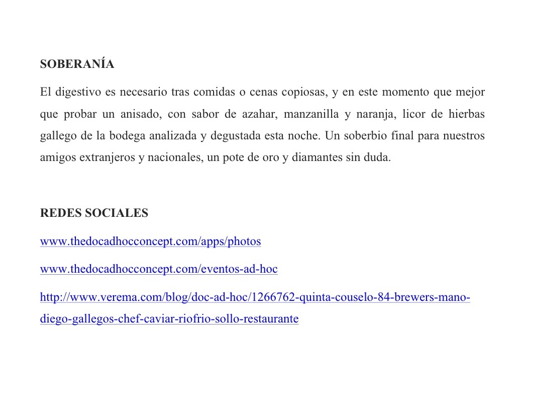 Quinta de Couselo & 84 Brewers. Un mano a mano con Diego Gallegos, El Chef del Caviar de Riofrío en SOLLO restaurante.