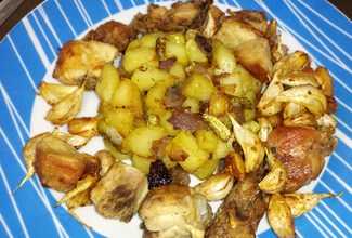 Pollo al ajillo y patatas...