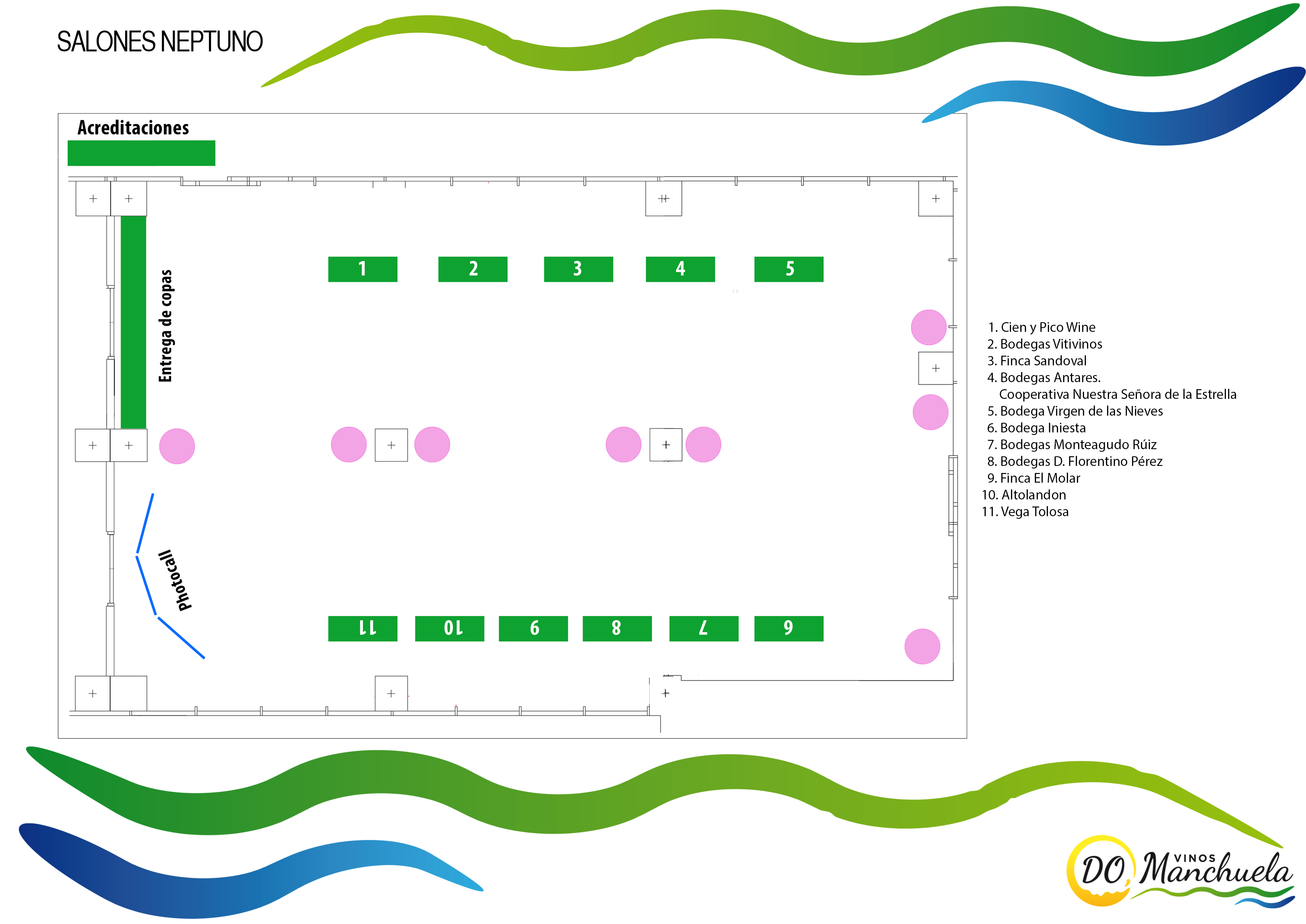 Plano de las bodegas asistentes a Pasión Manchuela 2015