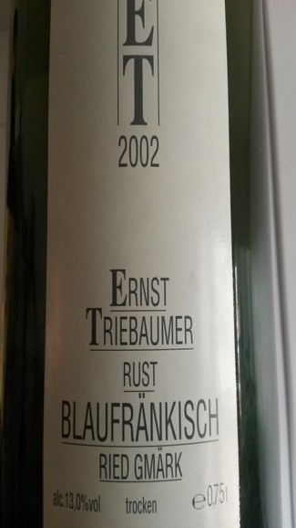 Ernst Triebaumer Rust Blaufränkisch “ried gmärk“ 2002