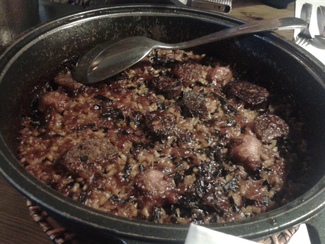 Arroz Iberico con trompetas de la muerte. 