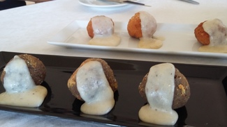 croquetas de setas con foie y bogavante
