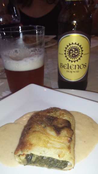 Con el crep de espinacas y boletus