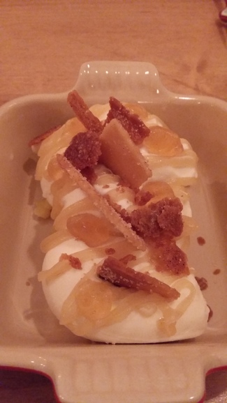 boniato asado, helado con anís