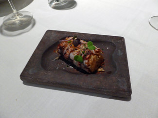 Canelón de arroz cremoso con pulpo