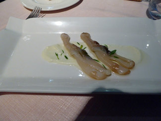 Navajas con pilpil de limón y aceite de lima
