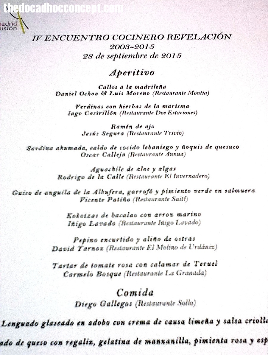 28 de Septiembre. IV Reunión Chef Revelación Madrid Fusión 2015