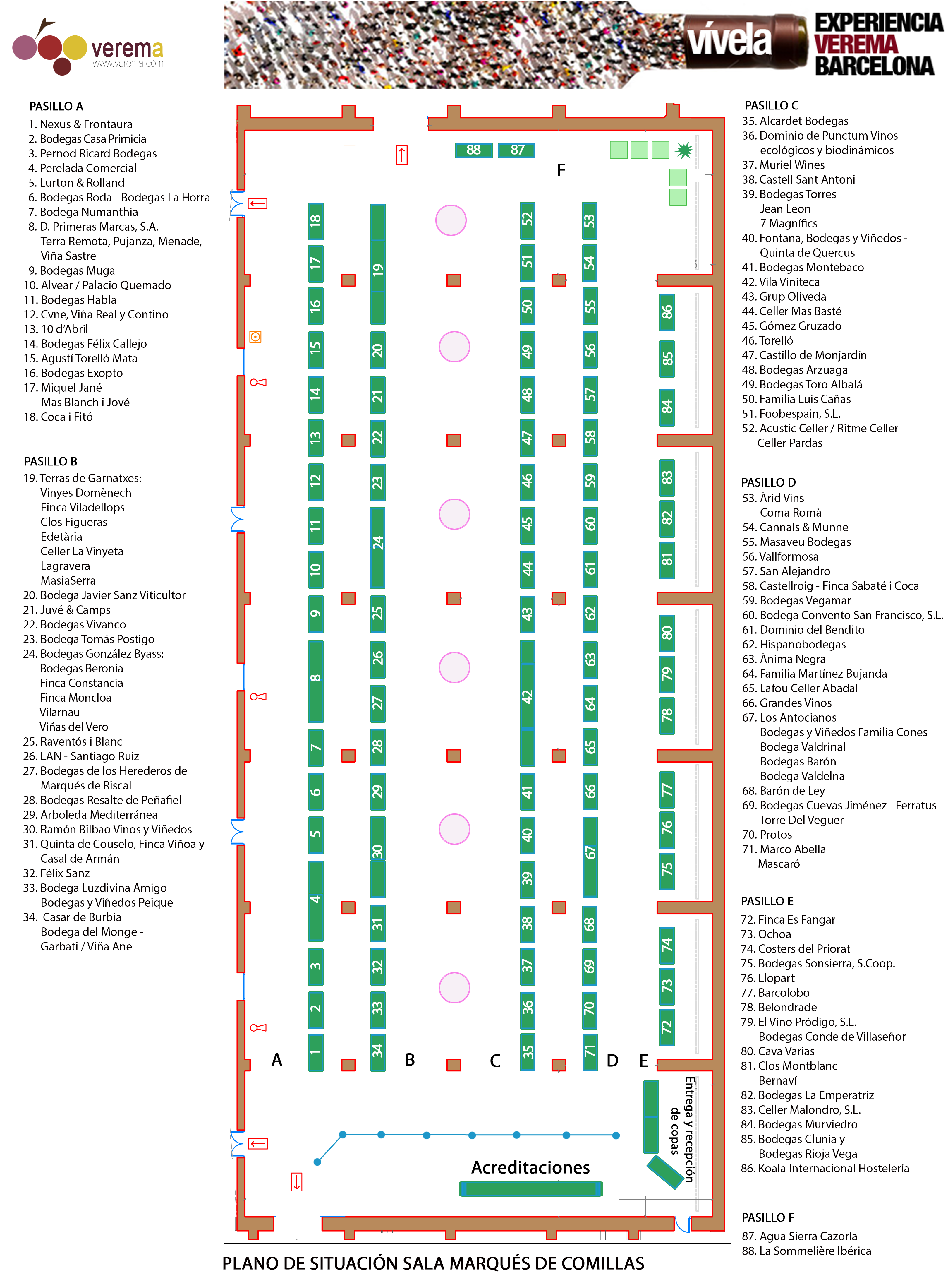 Plano de los expositores asistentes a la Experiencia Verema Barcelona 2015