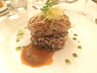 Corvina con costra de quinoa