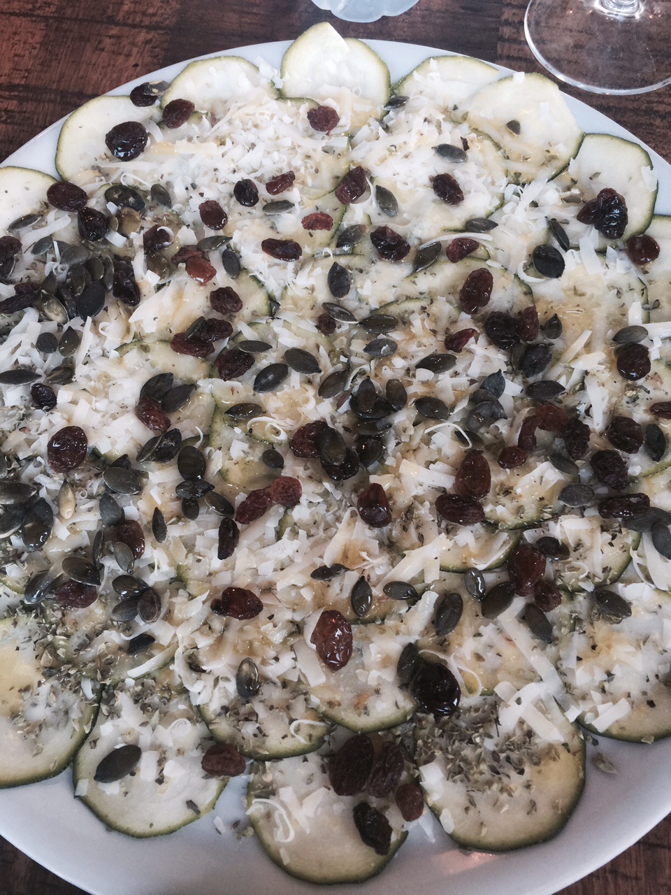 Carpaccio de calabacín, entrante BBB