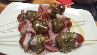 Alcachofas con bacon